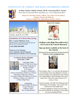 April 24, 2016 - Institute of Christ the King