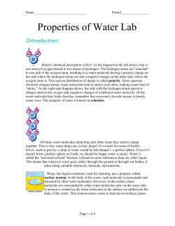 Properties of Water Lab