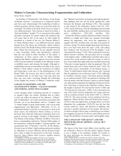 Malory`s Gawain: Characterizing Fragmentation and Unification