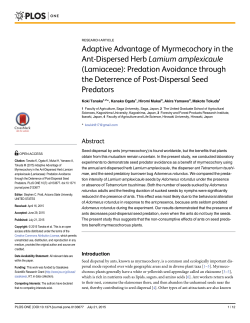 Adaptive Advantage of Myrmecochory in the Ant