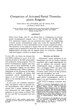 Comparison of Activated Partial Thromboplastin Reagents