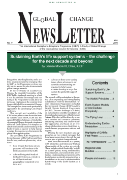 Sustaining Earth`s life support systems