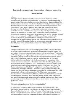 Tourism, Development and Conservation: a Saharan perspective