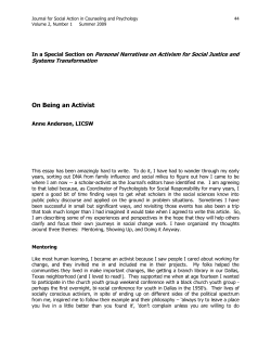 On Being an Activist - Psychologists for Social Responsibility