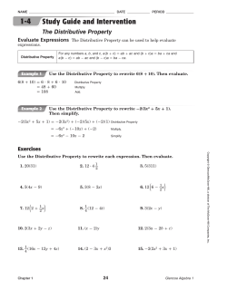 1-4 Study Guide and Intervention Distributive Property