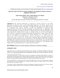 REALIZATION OF THE NATURE AND ROLE OF CHRISTIAN