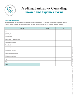 Pre-filing Bankruptcy Counseling: Income and Expenses Forms