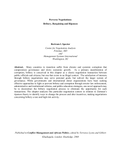 Perverse Negotiations: Bribery, Bargaining and Ripeness Bertram I