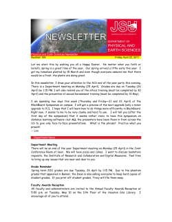 Physical and Earth Sciences Newsletter Number 109 Friday April 22