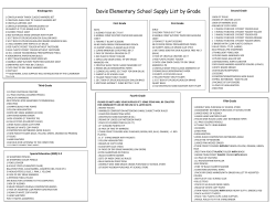 Davis Elementary School Supply List by Grade