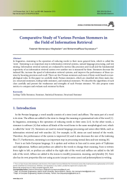 Comparative Study of Various Persian Stemmers in the Field of