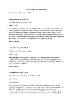 Guardian Archive Boer War Catalogue Compiled by John McCrory