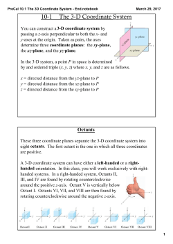 PreCal 10.1 The 3D Coordinate System