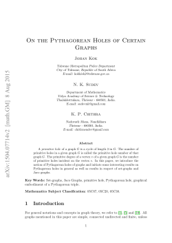 On the Pythagorean Holes of Certain Graphs