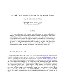 Do Credit Card Companies Screen For - Antoinette Schoar