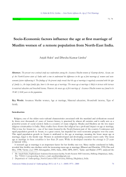 Socio-Economic factors influence the age at first marriage of Muslim