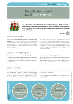 Coca-Cola: 500 ml bottles made of 22,5 % plant