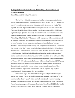 1 Making a Difference in Tenth-Century Politics: King Athelstan`s