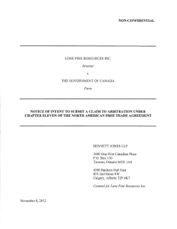 Notice of Intent to Submit a Claim to Arbitration Under