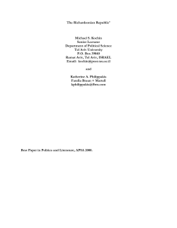 The Richardsonian Republic* Michael S. Kochin Senior Lecturer