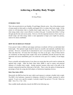 Achieving a Healthy Body Weight