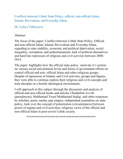 Conflicts between Uzbek State Policy, official, non