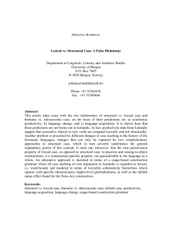 Lexical vs. Structural Case: A False Dichotomy Department of