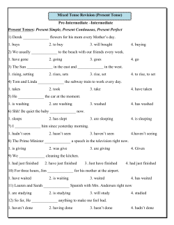 Mixed Tense Revision - English Plus Academy of Cape Town