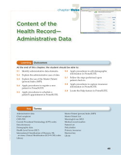 Content of the Health Record&mdash; Administrative Data