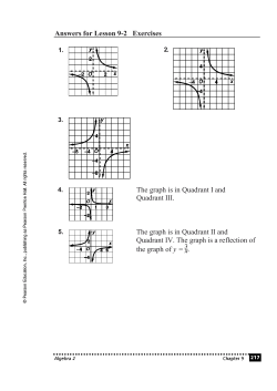 Answers for Lesson 9-2 Exercises The graph is in Quadrant I