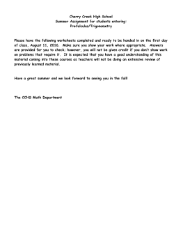 Pre Calculus Trig - Cherry Creek High School