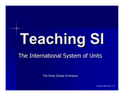 Teaching SI: The International System of Units - US