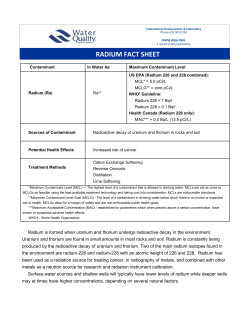 radium fact sheet - Water Quality Association