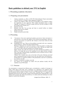 Basic guidelines to defend your TFG in English