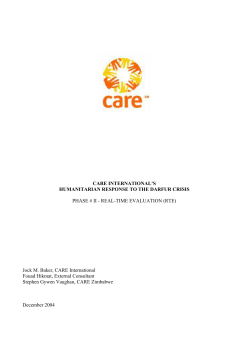 CARE INTERNATIONAL`S HUMANITARIAN RESPONSE TO THE