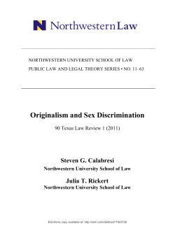 Originalism and Sex Discrimination
