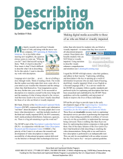 Describing Description - The Described and Captioned Media
