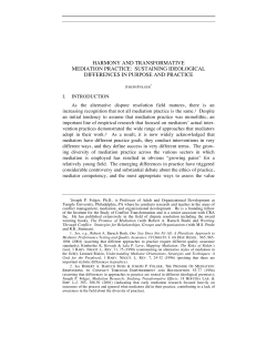 harmony and transformative mediation practice