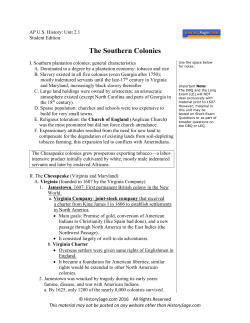 The Southern Colonies