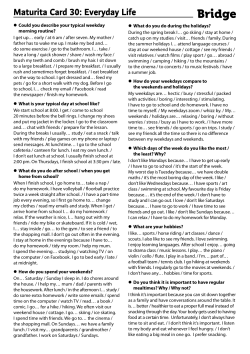 Maturita Card 30: Everyday Life - Bridge