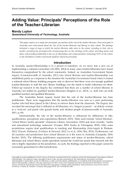 Principals` Perceptions of the Role of the Teacher