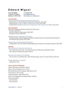 CV - Edward Miguel - University of California, Berkeley