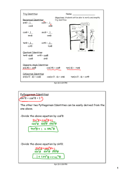 1 Pythagorean Identities