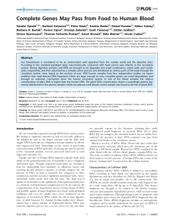 Complete Genes May Pass from Food to Human Blood