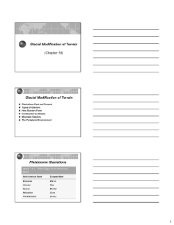 Glacial Modification of Terrain (Chapter 19) Glacial Modification of