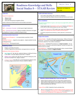 Readiness Knowledge and Skills Social Studies 8&mdash; STAAR Review