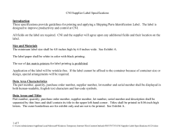 CNI Label Specifications