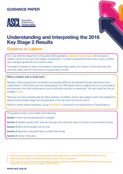 Understanding and Interpreting the 2016 Key Stage 2 Results