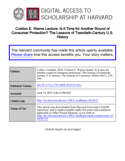 Colston E. Warne Lecture: Is it Time for Another Round of Consumer