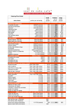 Catering Price Guide small medium large menu